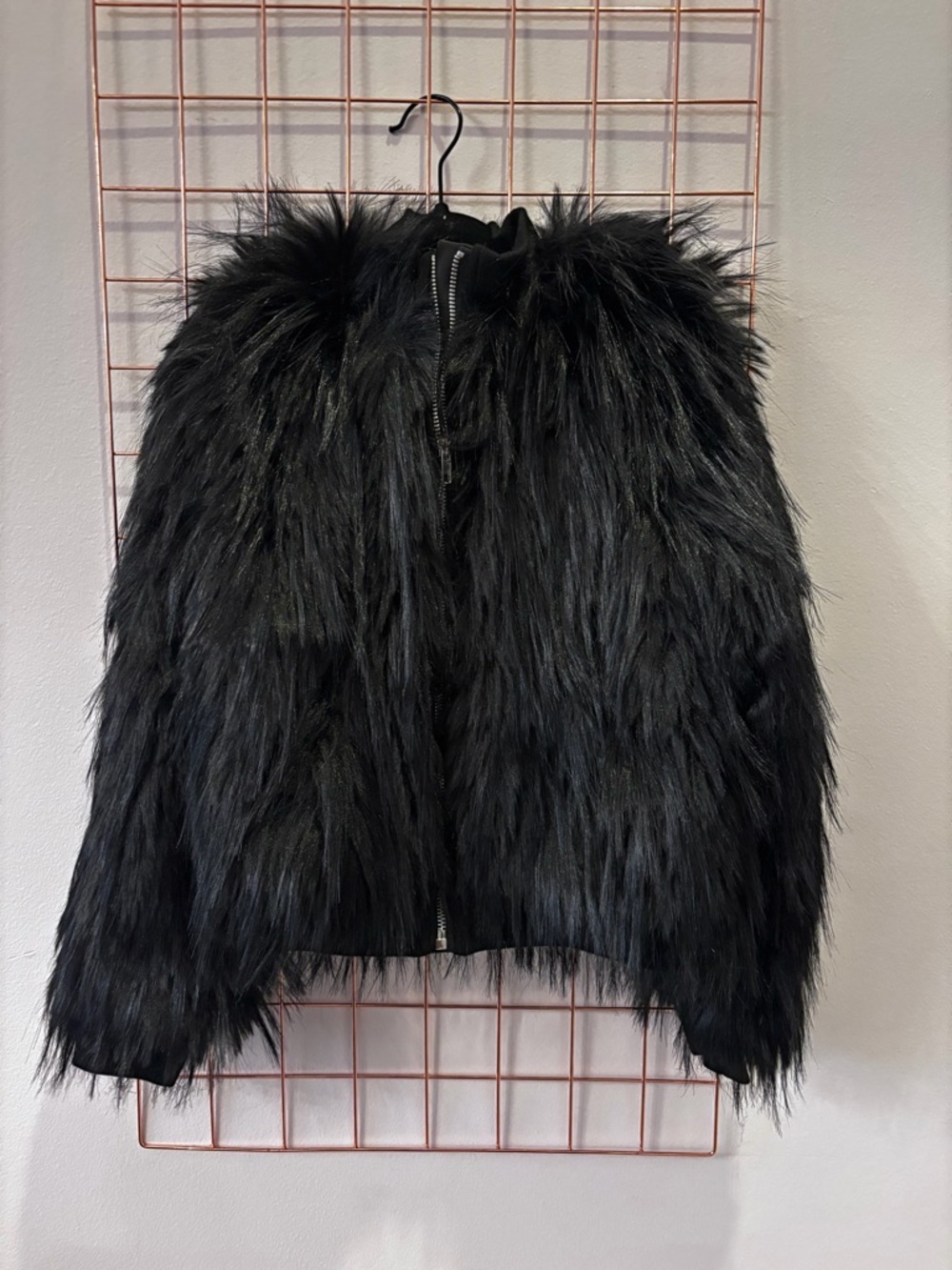 MIA Black Faux Fur Zip Jacket